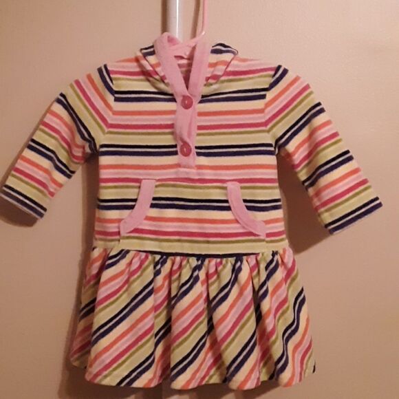 EUC Gymboree Rainbow Striped Hooded Dress 6-12mth - Picture 1 of 2